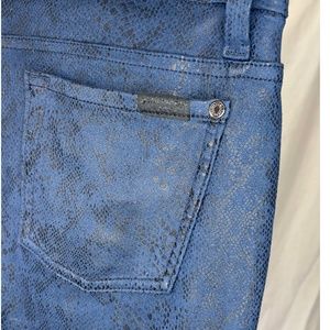 7 Seven for All Mankind | Dark Blue Faux Snakeskin Skinny Ankle Pants